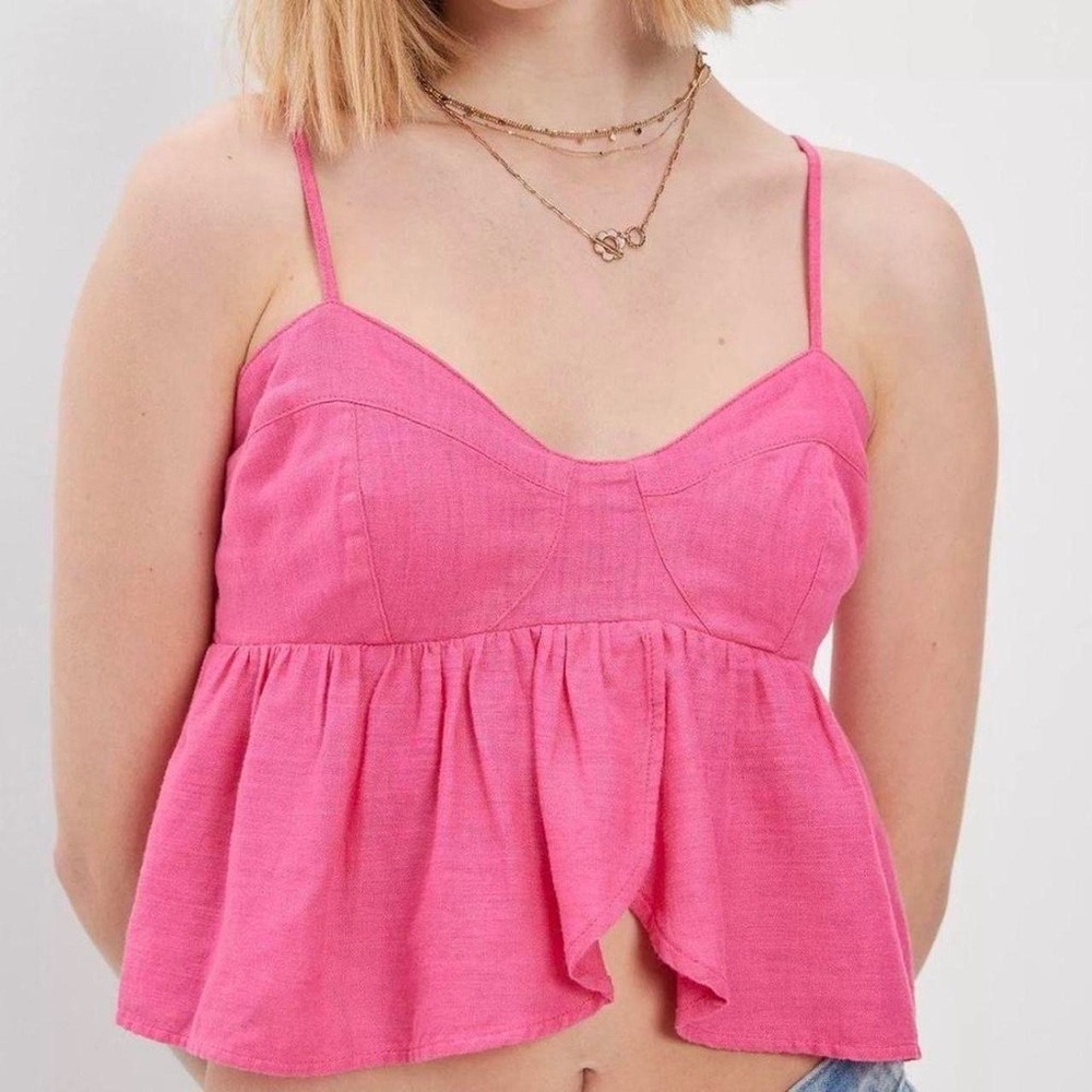 Pink linen top AE